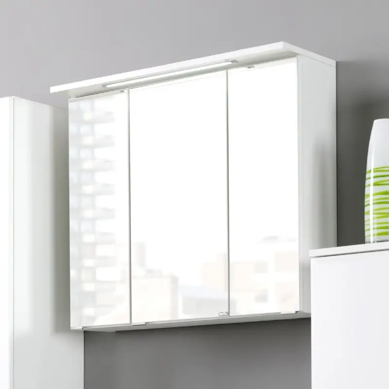 Spiegelkast Bobbi 60cm model 1 3 deuren & ledverlichting - wit Finale Uitverkoop