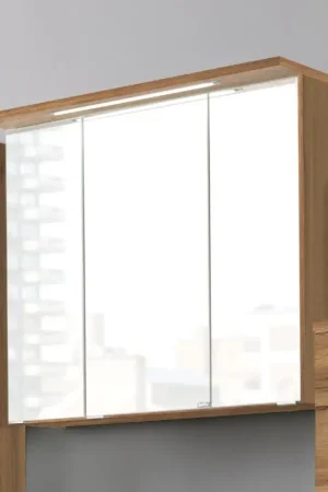 Spiegelkast Bobbi 80cm model 1 3 deuren & ledverlichting - eik Laatste Kans