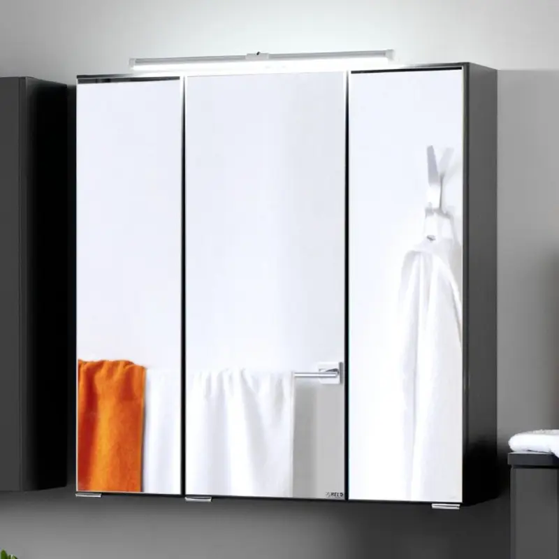 Beperkt Aanbod Spiegelkast Bobbi 60cm model 2 3 deuren & ledverlichting - grafiet