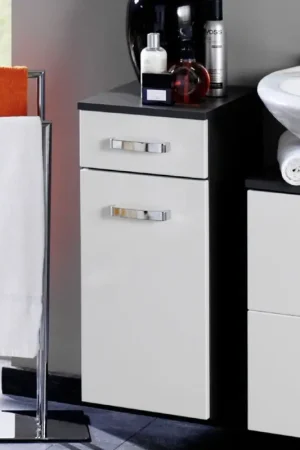 Badkamerkastje Bobbi 30cm 1 lade en 1 deur - grafiet/hoogglans wit Beperkte Voorraad