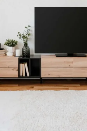 Favoriet Tv-meubel Ted 195cm 3 deuren - eik/zwart