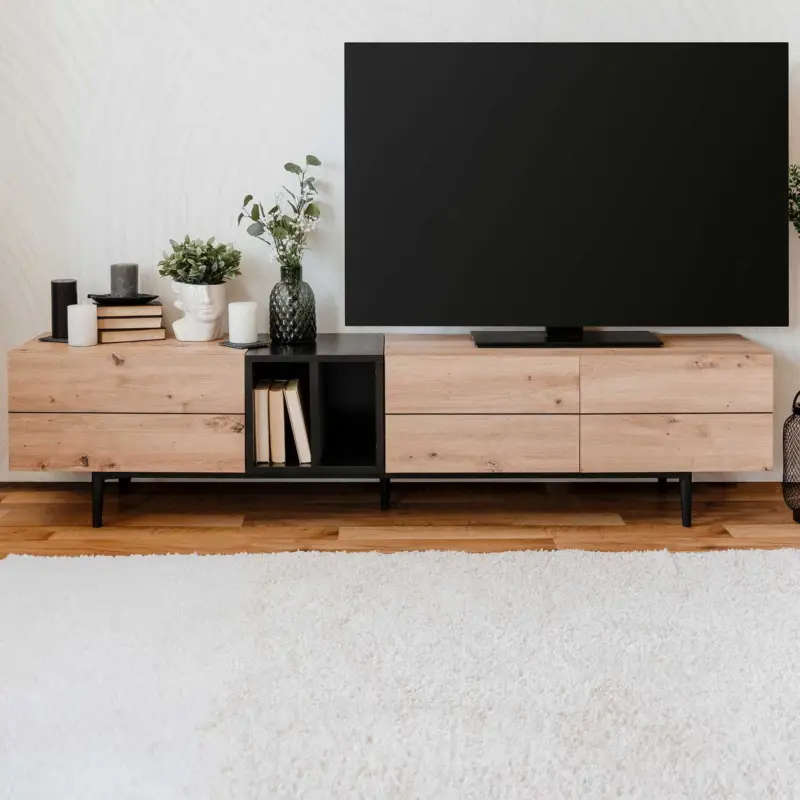 Favoriet Tv-meubel Ted 195cm 3 deuren - eik/zwart