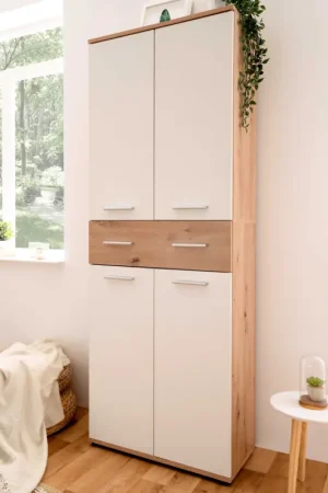 Schoenenkast Jakob 70cm 4 deuren & 1 lade - wit/artisan eik Beperkte Voorraad