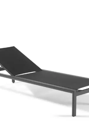 Ligbed Emilio Gescova - Aluminium & Textileen - Zwart Betrouwbaar