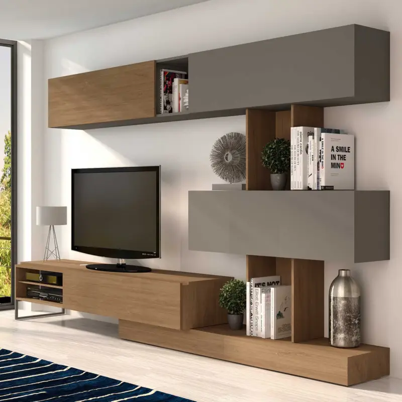 Tv-meubel Judith 270cm 4 deuren - grijs/ eik decor Gecertificeerd