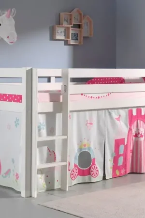 Tijdelijk Beschikbaar Halfhoogslaper Charlotte met bedtent & bedtunnel Princess II - wit