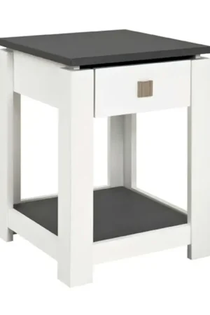 Shop Nu Bijzettafel Marius 40x40cm, 1 lade - wit/antraciet