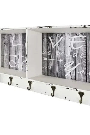 Wandkapstok Raiden 76cm, 4 haken - wit/grijs Gratis Retour