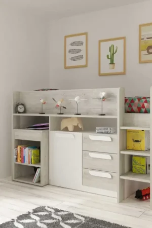 Halfhoogslaper Beau 90x200 met bureau - wit Exclusieve Aanbieding