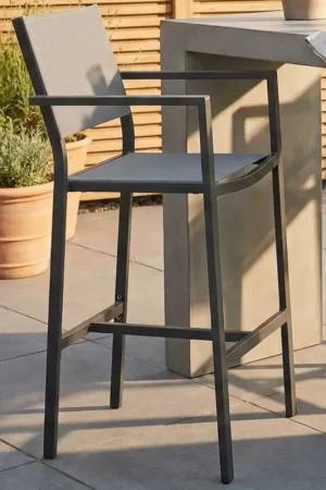 Barstoel Arianne gescoova aluminium en textileen - 63x45x102 cm - Antraciet/zilvergrijs Express Levering