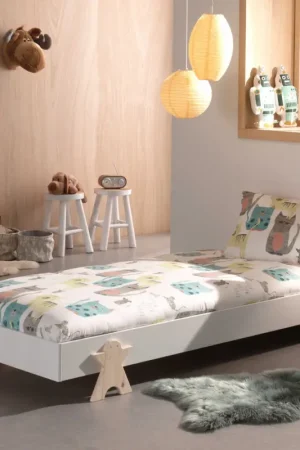 Kinderbed Modulo Smiley 90x200 stapelbaar - wit/dennenhout Alleen Vandaag