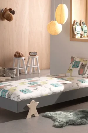 Kinderbed Modulo Smiley 90x200 stapelbaar - antraciet/dennenhout Flitsaanbieding