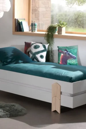 Kinderbed Modulo arrow 90x200 stapelbaar set van 2- wit/dennenhout Beste Prijs