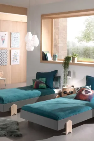 Kinderbed Modulo arrow 90x200 stapelbaar set van 2 - antraciet/dennenhout Gereduceerde Prijs