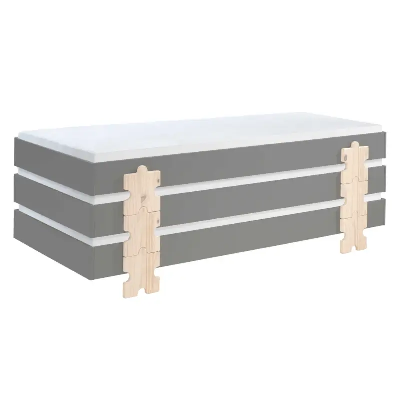 Nu Kopen Kinderbed Modulo Puzzle 90x200 stapelbaar set van 3 - antraciet/den