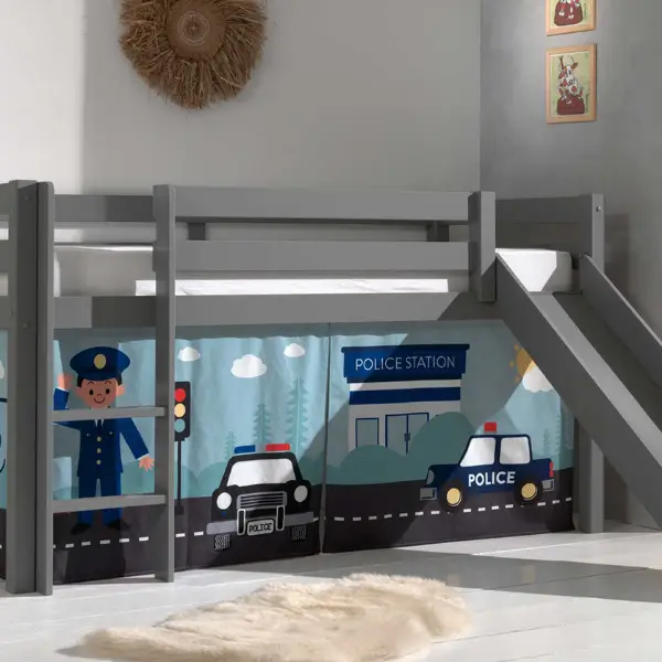 Meest Verkocht Halfhoogslaper met glijbaan Astrid met bedtent Police - grijs