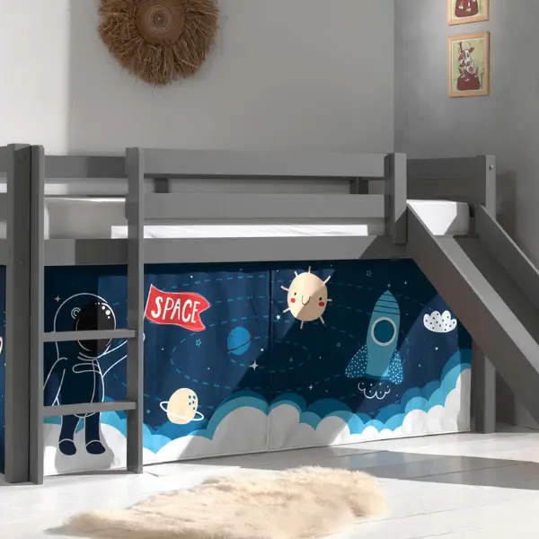 Koop Online Halfhoogslaper met glijbaan Astrid met bedtent Space Shuttle - grijs