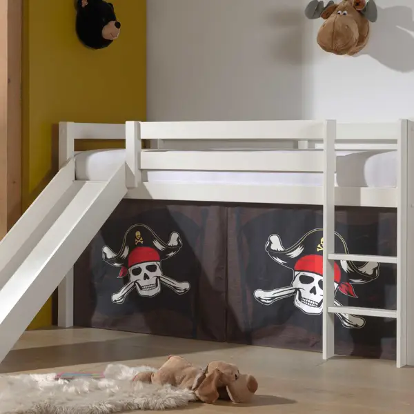 Halfhoogslaper met glijbaan Astrid met bedtent Caribbean Pirates - wit Weekendaanbieding