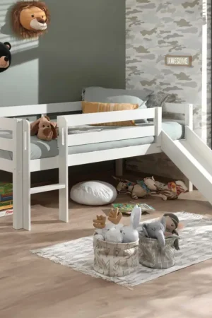 Halfhoogslaper Pip met glijbaan 90 x 200 dennenhout - wit Merkproduct