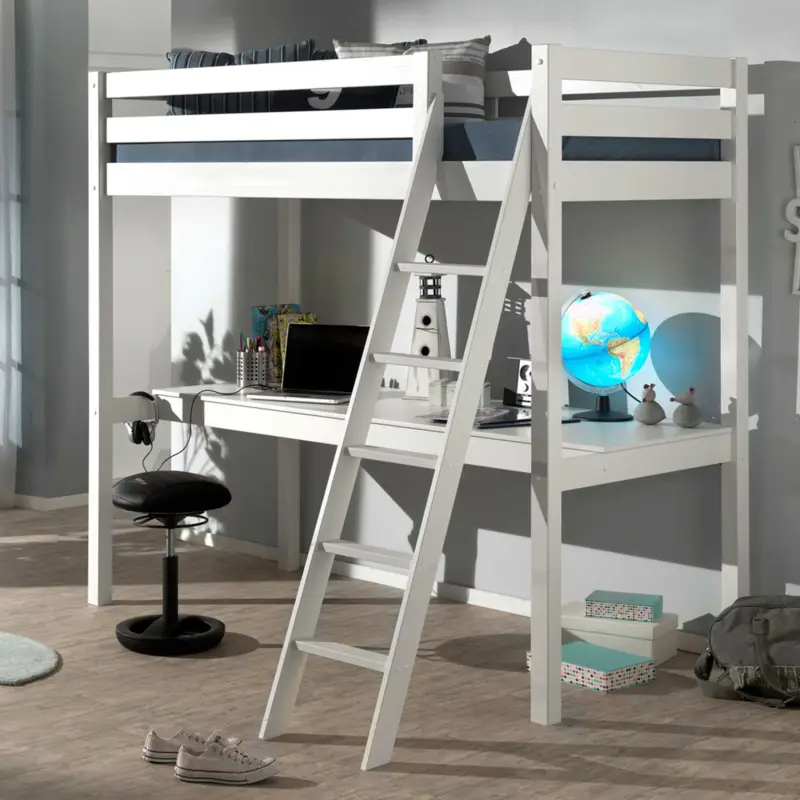 Weekendaanbieding Hoogslaper Claire 90 x 200cm met bureau - wit