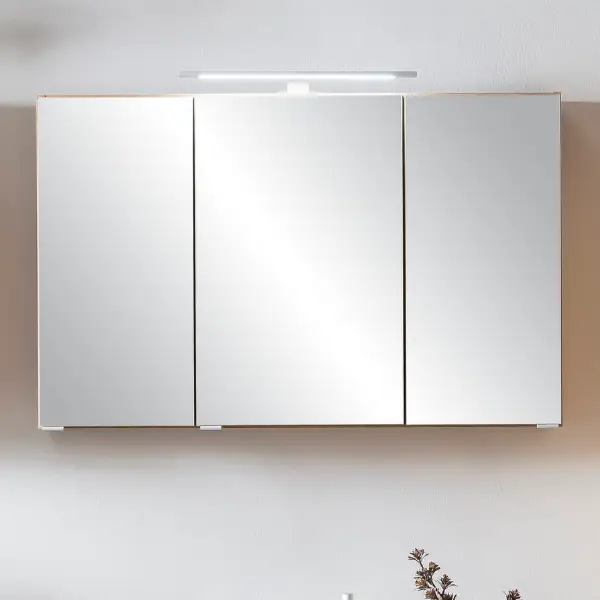 Beperkte Voorraad Spiegelkast Vikas 100cm 3 deuren met verlichting - eik