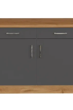 Keukenkast Sorrella 100cm 2 deuren & 2 lades - antraciet/eik Voordeelprijs