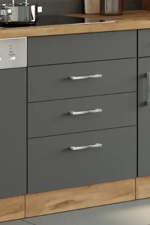 Keukenkast voor kookplaat Sorrella 3 lades - antraciet/eik. Merkproduct