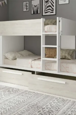 Stapelbed Fleur met kast & lades - wit Rechtstreeks Van De Fabrikant