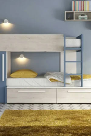 Voordeelprijs Stapelbed Fleur met kast & lades - blauw