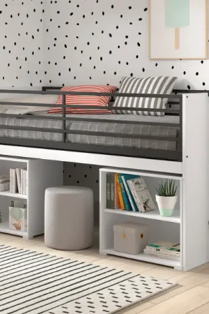 Halfhoogslaper Sammie 90x200cm - met bureau en boekenrekjes - wit Veilige Betaling