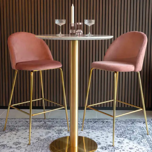 Moderne bartafel Bolzano - Wit marmer en messing. Gereduceerde Prijs