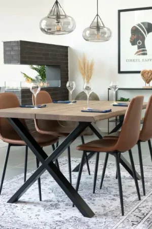 Eikenhouten eettafel naturel met golvende rand - 95x140 cm Bestseller