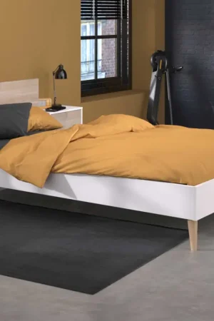 Express Levering Eenpersoonsbed Hardy - 90x200cm - wit/eikdecor