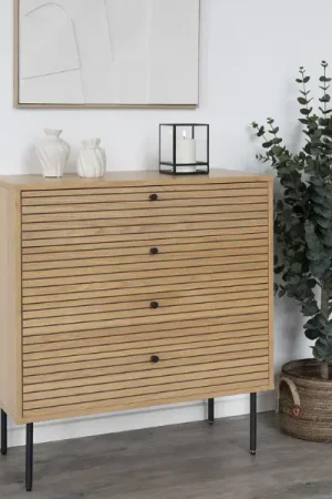 Exclusieve Aanbieding Kyoto eiken kast met zwarte metalen poten - 80x40x85 cm