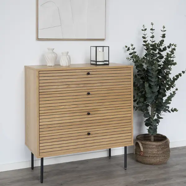 Exclusieve Aanbieding Kyoto eiken kast met zwarte metalen poten - 80x40x85 cm