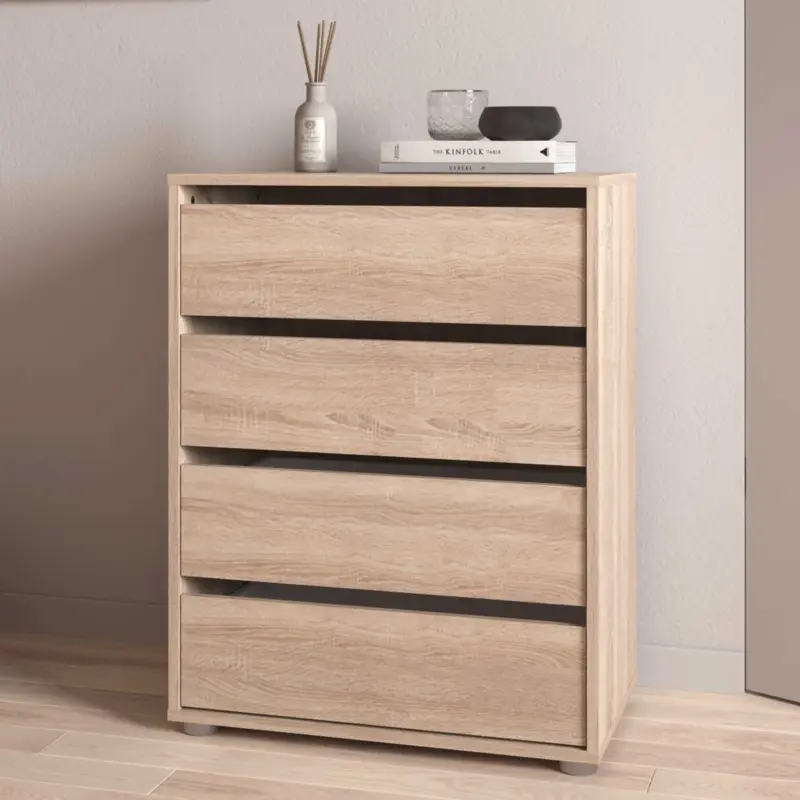 Beperkte Voorraad Ladekast Blokty - 60x40x76cm - 4 lades - eikdecor