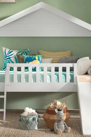 Bedhuisje Senna met ladder en glijbaan 90x200 cm - wit Premium