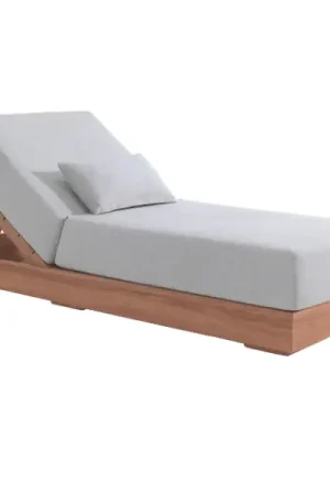 Gratis Retour Ligbed Kostas Gescova - Teakhout met Olefin kussen - 190x80x33 cm - Ecru