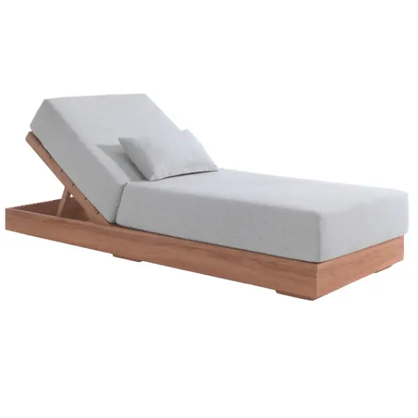 Gratis Retour Ligbed Kostas Gescova - Teakhout met Olefin kussen - 190x80x33 cm - Ecru