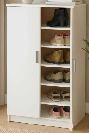 Schoenenkast Shelly-mat wit Weekendaanbieding