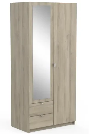 Kleerkast Melinda 2 draaideuren, 2 lades, 3 legplanken en 1 kledingroede-Kronberg eik Bestel Nu