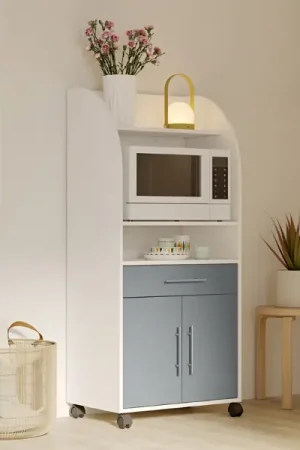 Bijzetkastje Jeanine voor microgolfoven - wit/celadon grijs Aanbieding