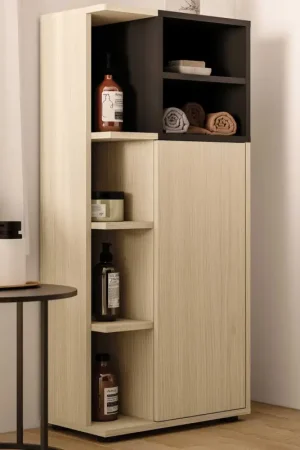 Kolomkast Kuba 5 legplanken, 1 draaideur-lichte eik/zwart Nu Kopen