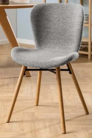 Stoffen stoel Tilda met schuine poten - grijs/eik Snelle Levering