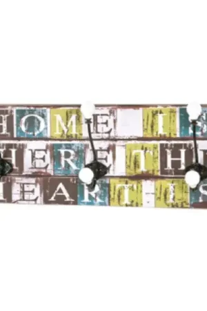 Wandkapstok met 3 zwarte metalen haken | 60 x 12 x 20 cm | Vintage-design Flitsaanbieding