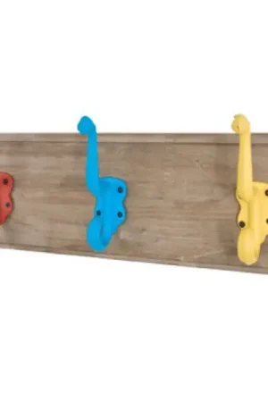 Kapstokpaneel met 3 kleurrijke haken | Massief hout Koop Online