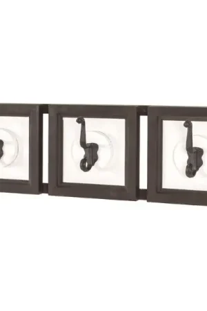 Beperkt Aanbod Wanpaneel met 3 kapstokhaken | 58 x 9 x 18 cm | Bruin