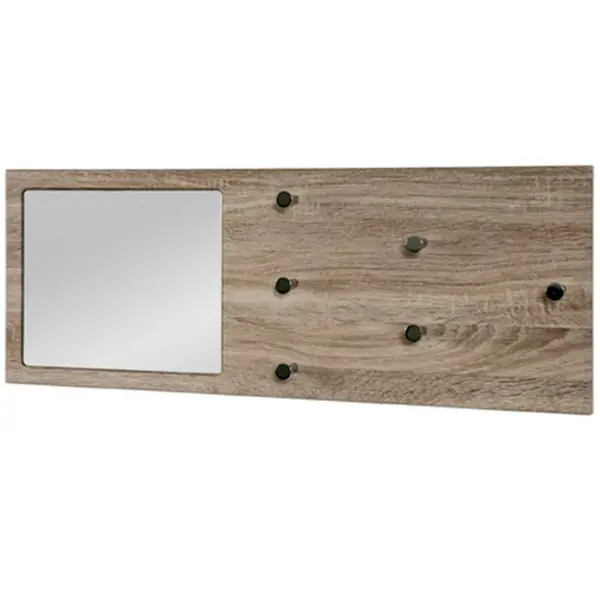 Wandkapstok met spiegel | 80 x 6 x 30 cm | Bruin Korting