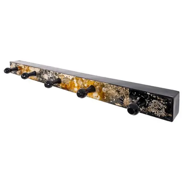 Wandkapstok met 5 knoppen | 75 x 6 x 11 cm | Zwart-goud Seizoensaanbieding