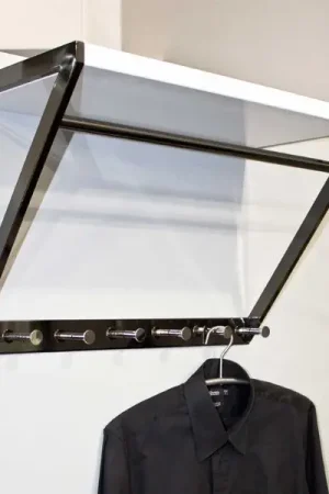 Finale Uitverkoop Wandkapstok met 5 knoppen | 60 x 29 x 40 cm | Wit-zwart